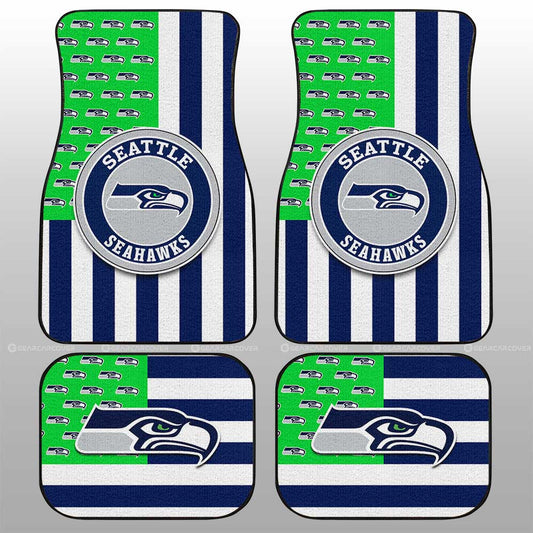 Seattle Seahawks Car Floor Mats Custom US Flag Style - Gearcarcover - 1