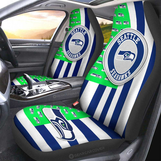 Seattle Seahawks Car Seat Covers Custom US Flag Style - Gearcarcover - 2