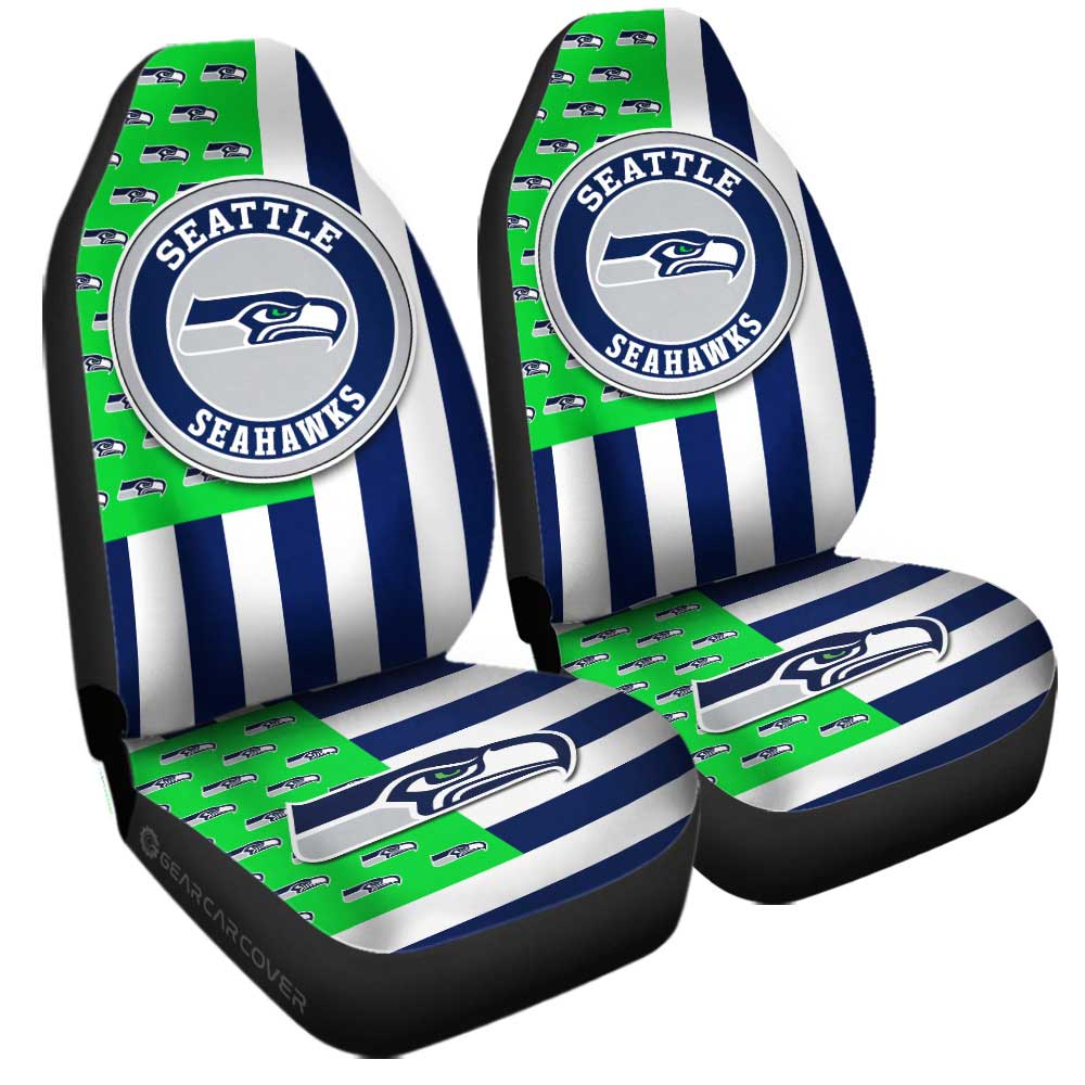 Seattle Seahawks Car Seat Covers Custom US Flag Style - Gearcarcover - 3