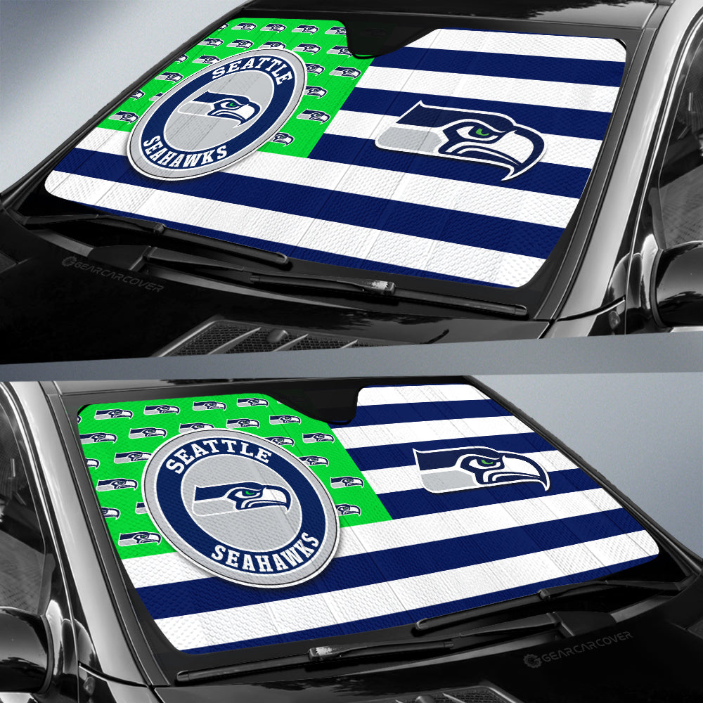 Seattle Seahawks Car Sunshade Custom US Flag Style - Gearcarcover - 2