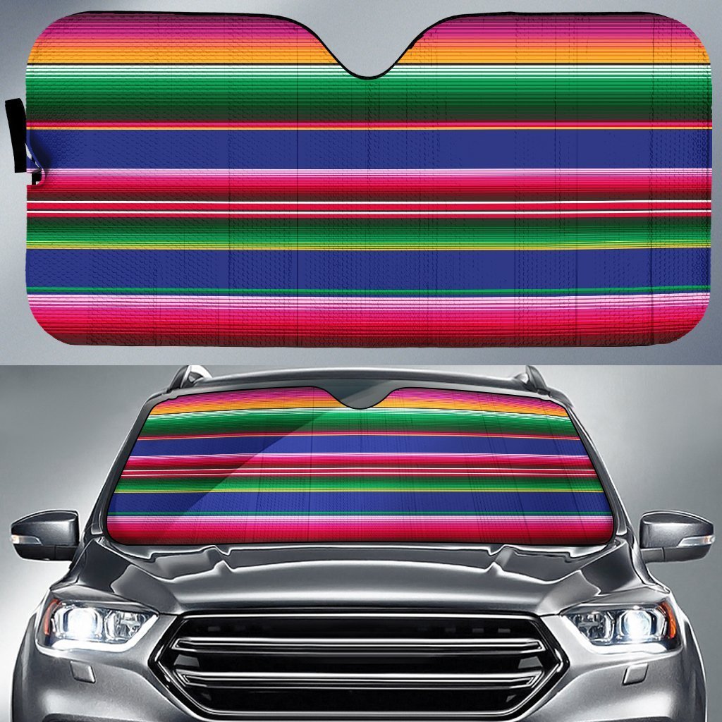 Serape Baja Mexican Pattern Car Sunshade - Gearcarcover - 1