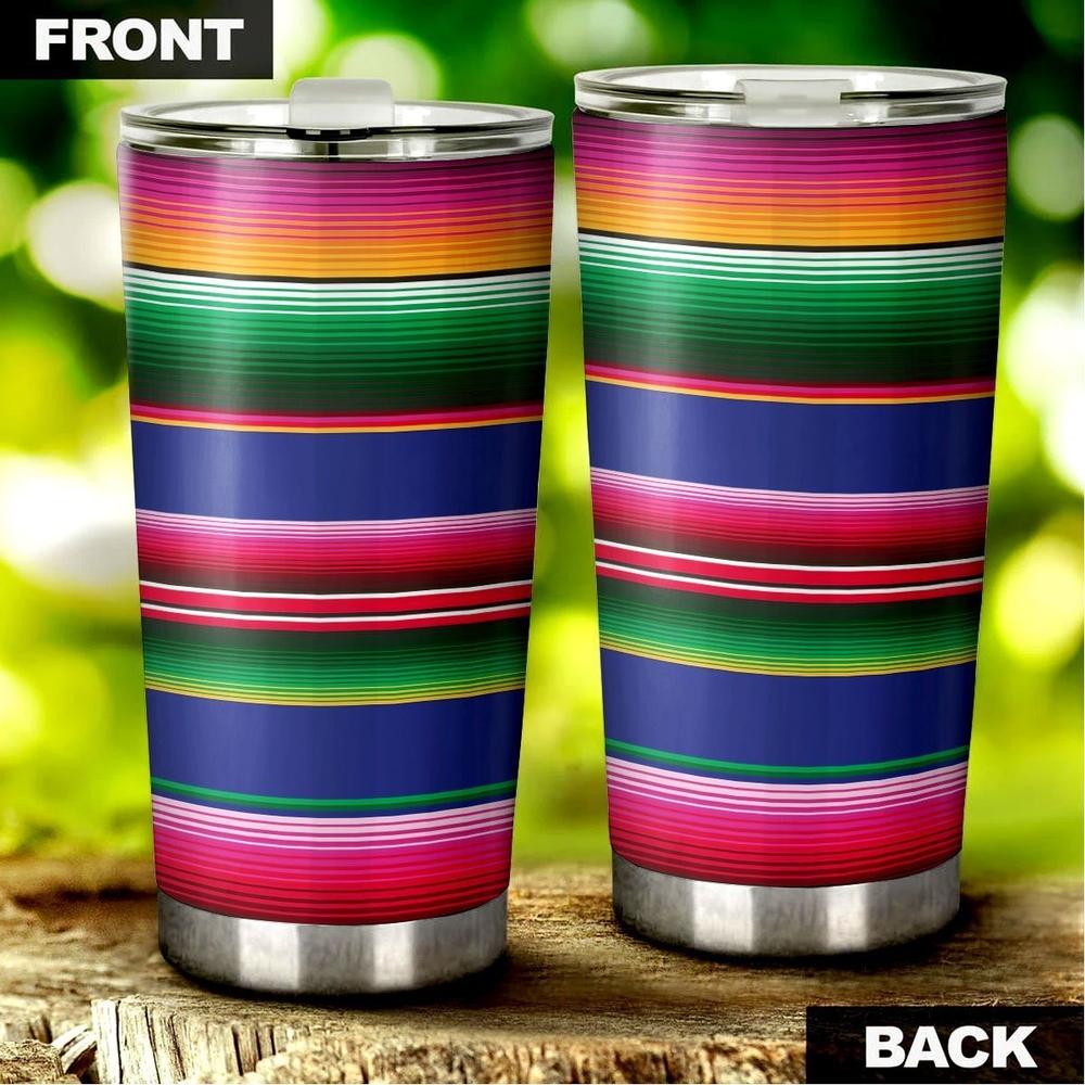 Serape Baja Mexican Pattern Tumbler Stainless Steel - Gearcarcover - 4