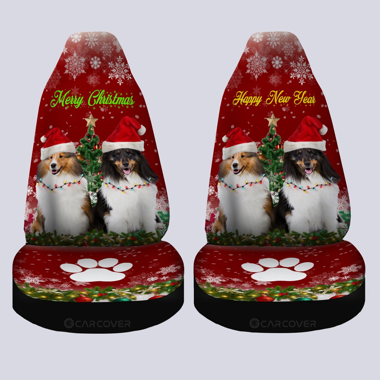 Shetland Sheepdogs Car Seat Covers Custom Animal Car Accessories Christmas Decorations - Gearcarcover - 4