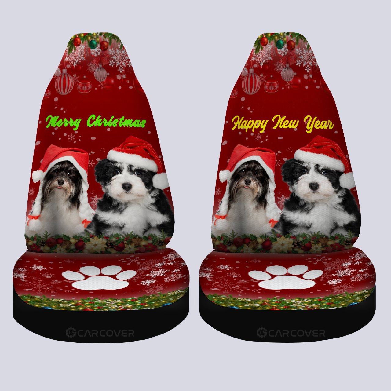 Shih Tzu Christmas Car Seat Covers Custom Car Accessories For Dog Lovers - Gearcarcover - 4