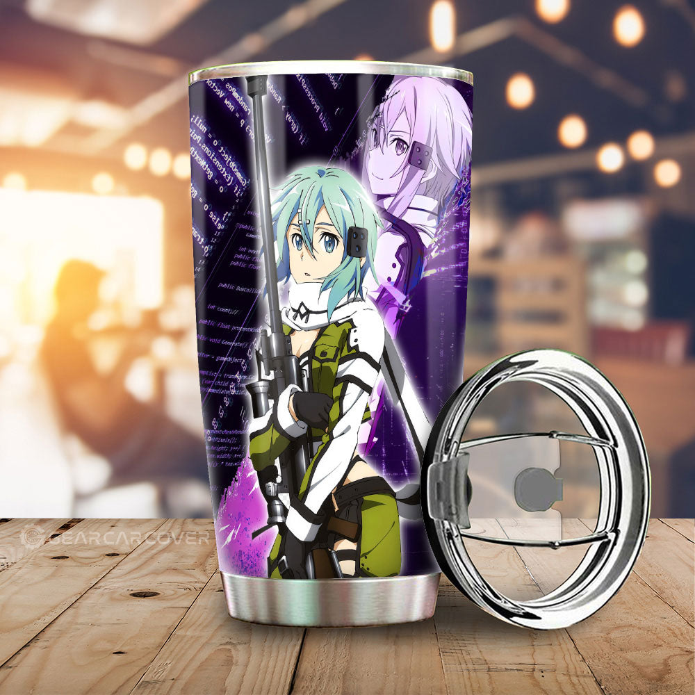 Shino Asada (Sinon) Tumbler Cup Custom Sword Art Online Anime - Gearcarcover - 1