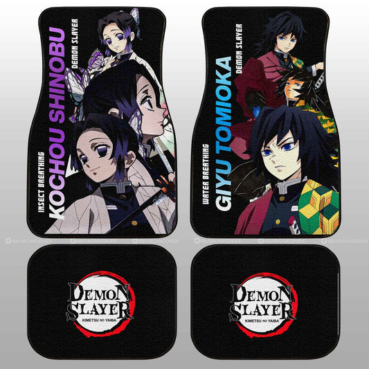 Shinobu And Giyuu Car Floor Mats Custom Demon Slayer Anime - Gearcarcover - 1