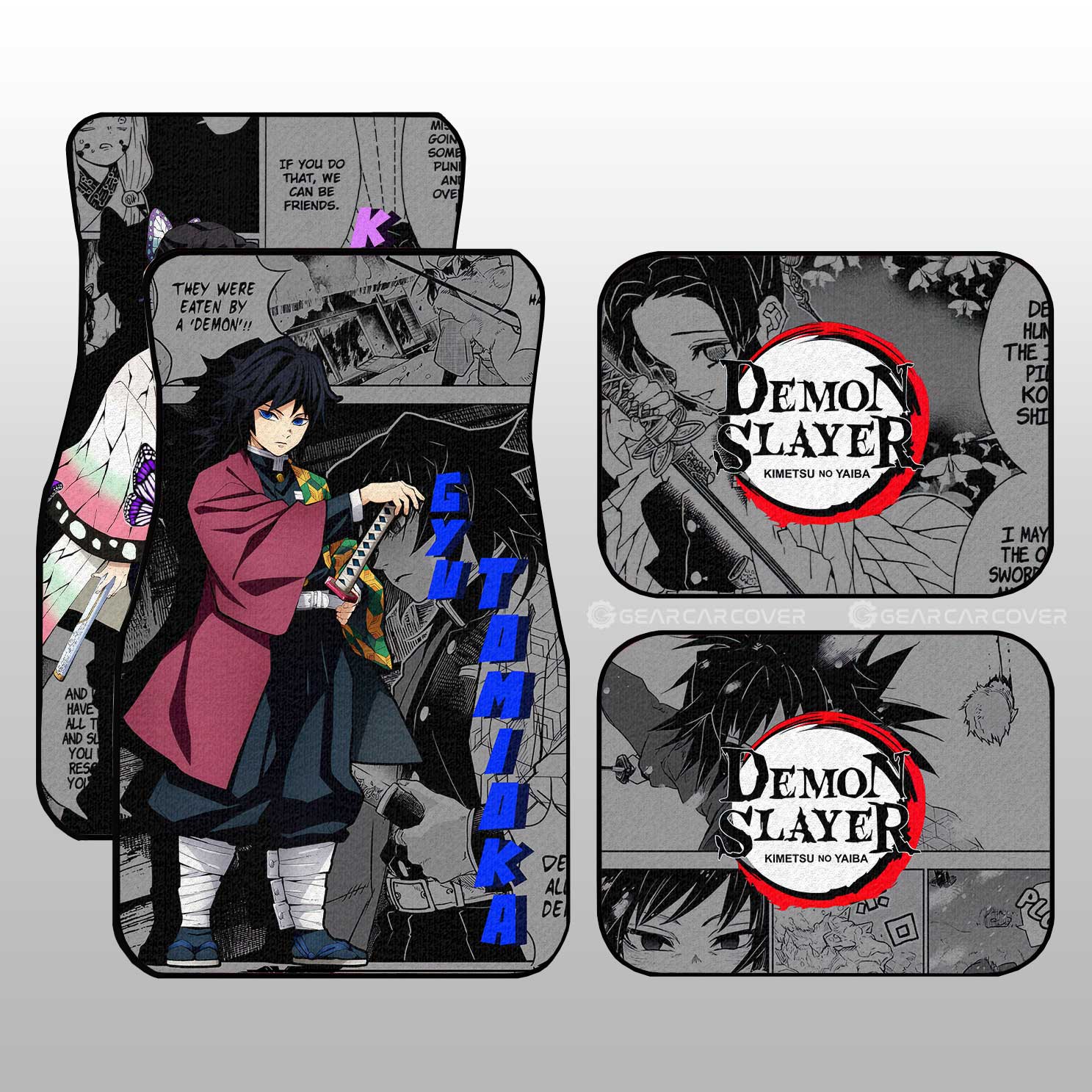 Shinobu And Giyuu Car Floor Mats Custom Demon Slayer Anime Mix Mangas