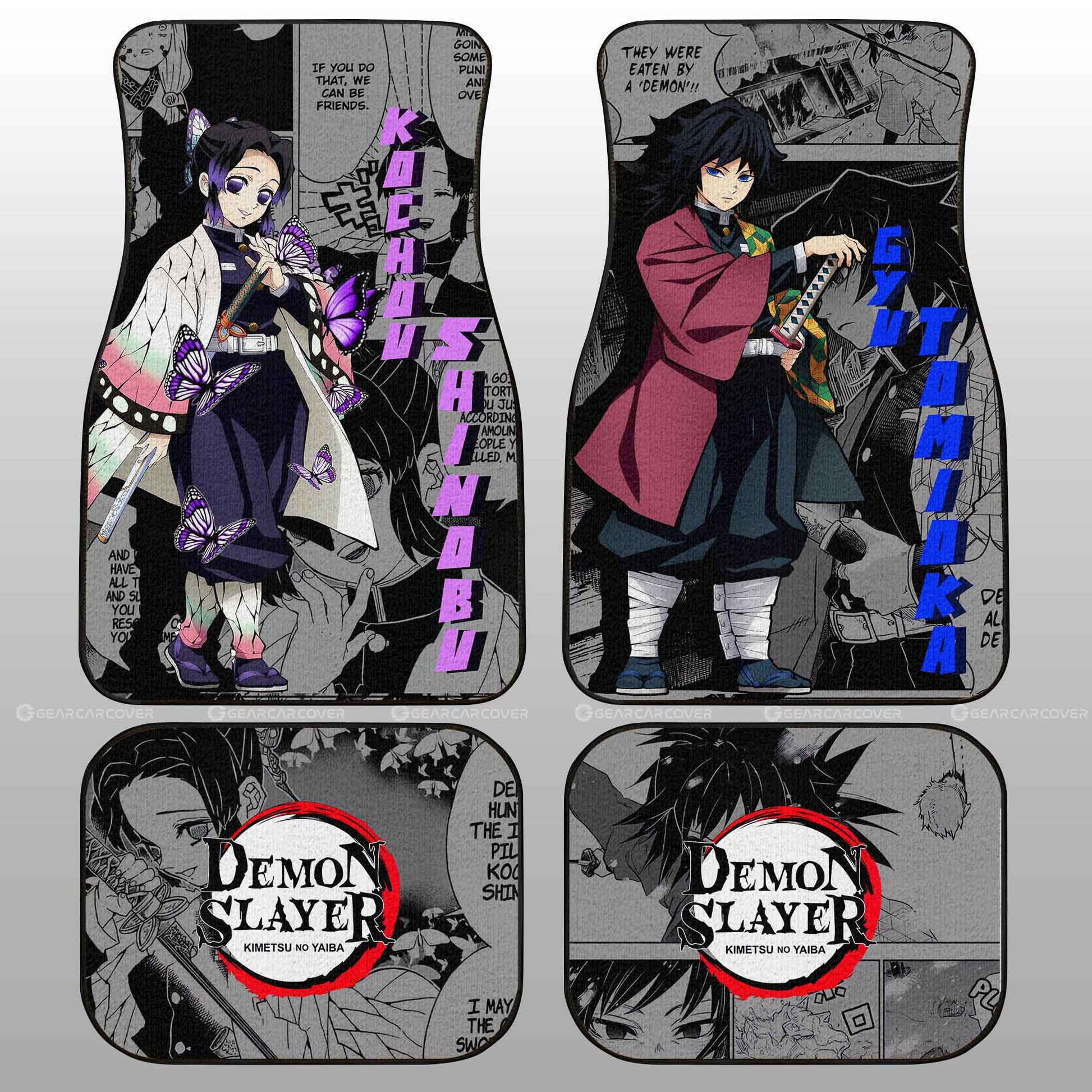 Shinobu And Giyuu Car Floor Mats Custom Demon Slayer Anime Mix Mangas - Gearcarcover - 1