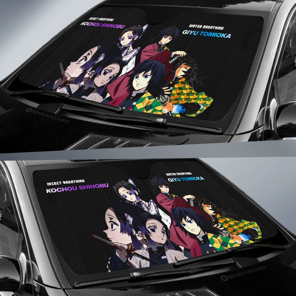 Shinobu And Giyuu Car Sunshade Custom Demon Slayer Anime - Gearcarcover - 2