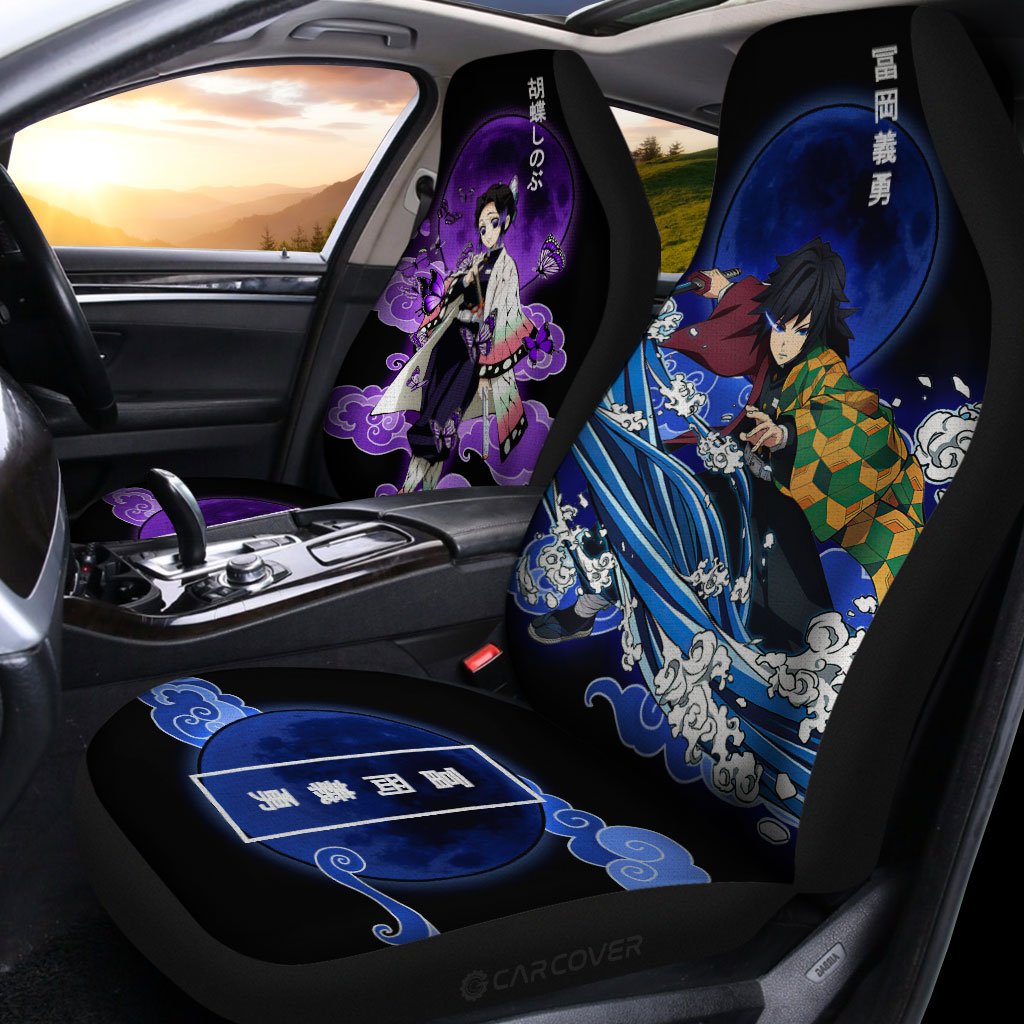 Shinobu Kochou And Giyuu Tomioka Car Seat Covers Custom Demon Slayer Anime Car Interior Accessories - Gearcarcover - 2