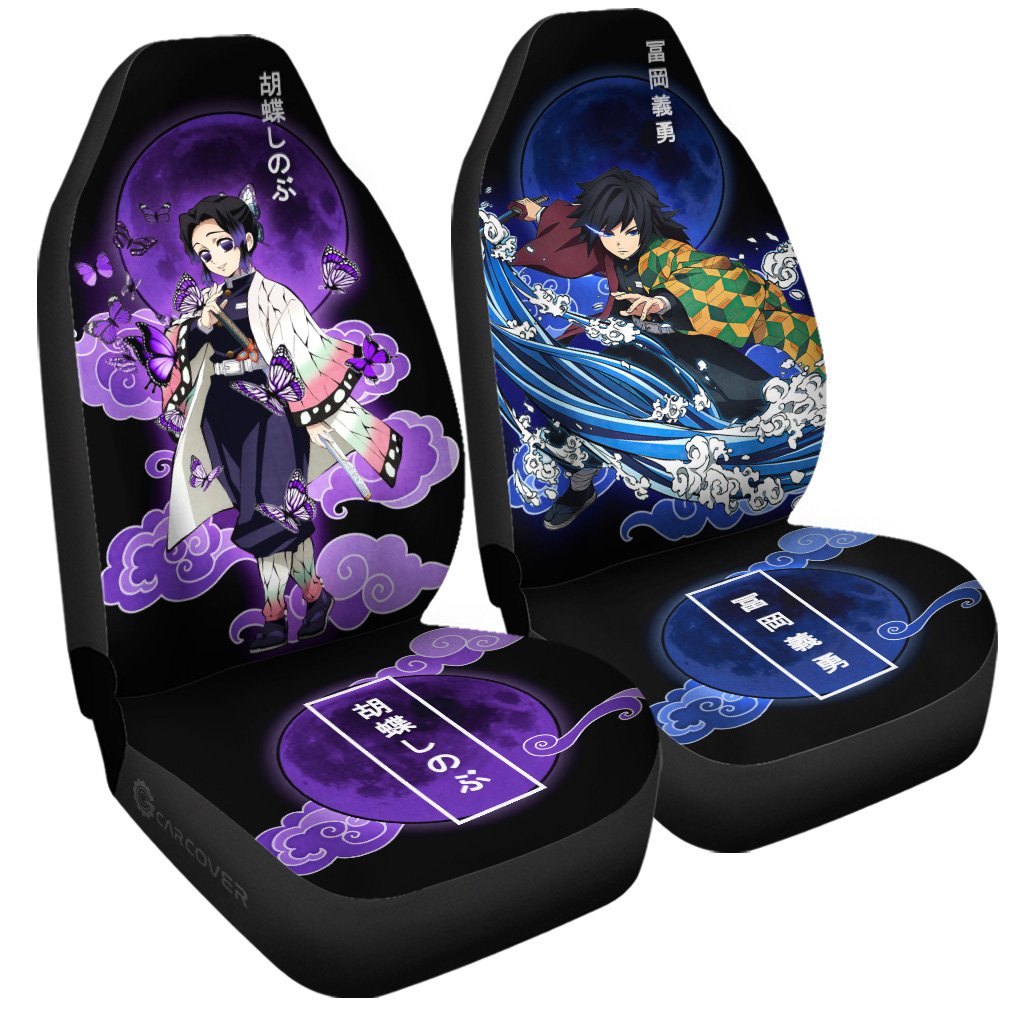 Shinobu Kochou And Giyuu Tomioka Car Seat Covers Custom Demon Slayer Anime Car Interior Accessories - Gearcarcover - 3