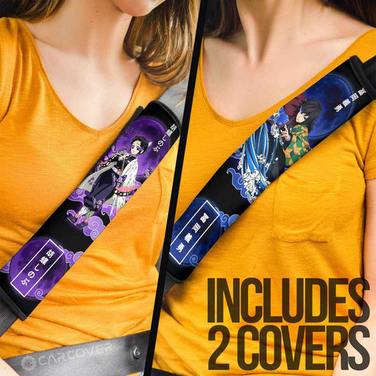 Shinobu Kochou And Giyuu Tomioka Seat Belt Covers Custom Demon Slayer Anime Car Interior Accessories - Gearcarcover - 1