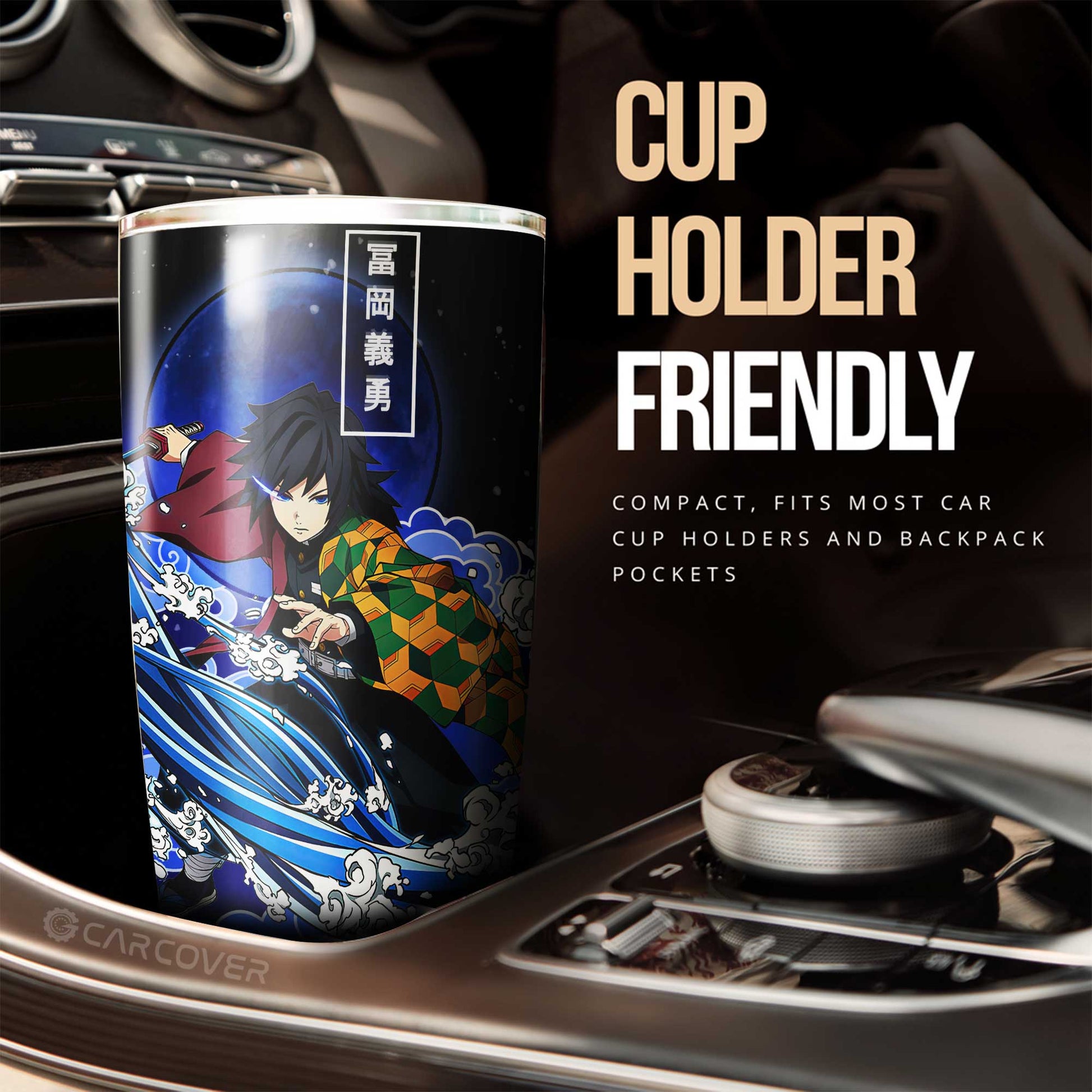 Shinobu Kochou And Giyuu Tomioka Tumbler Cup Custom Demon Slayer Anime Car Interior Accessories - Gearcarcover - 3