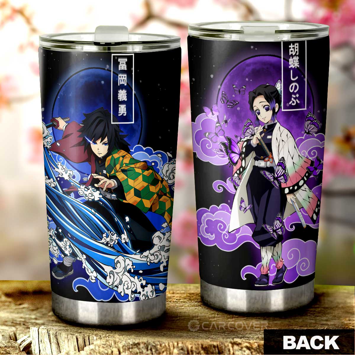 Shinobu Kochou And Giyuu Tomioka Tumbler Cup Custom Demon Slayer Anime Car Interior Accessories - Gearcarcover - 1