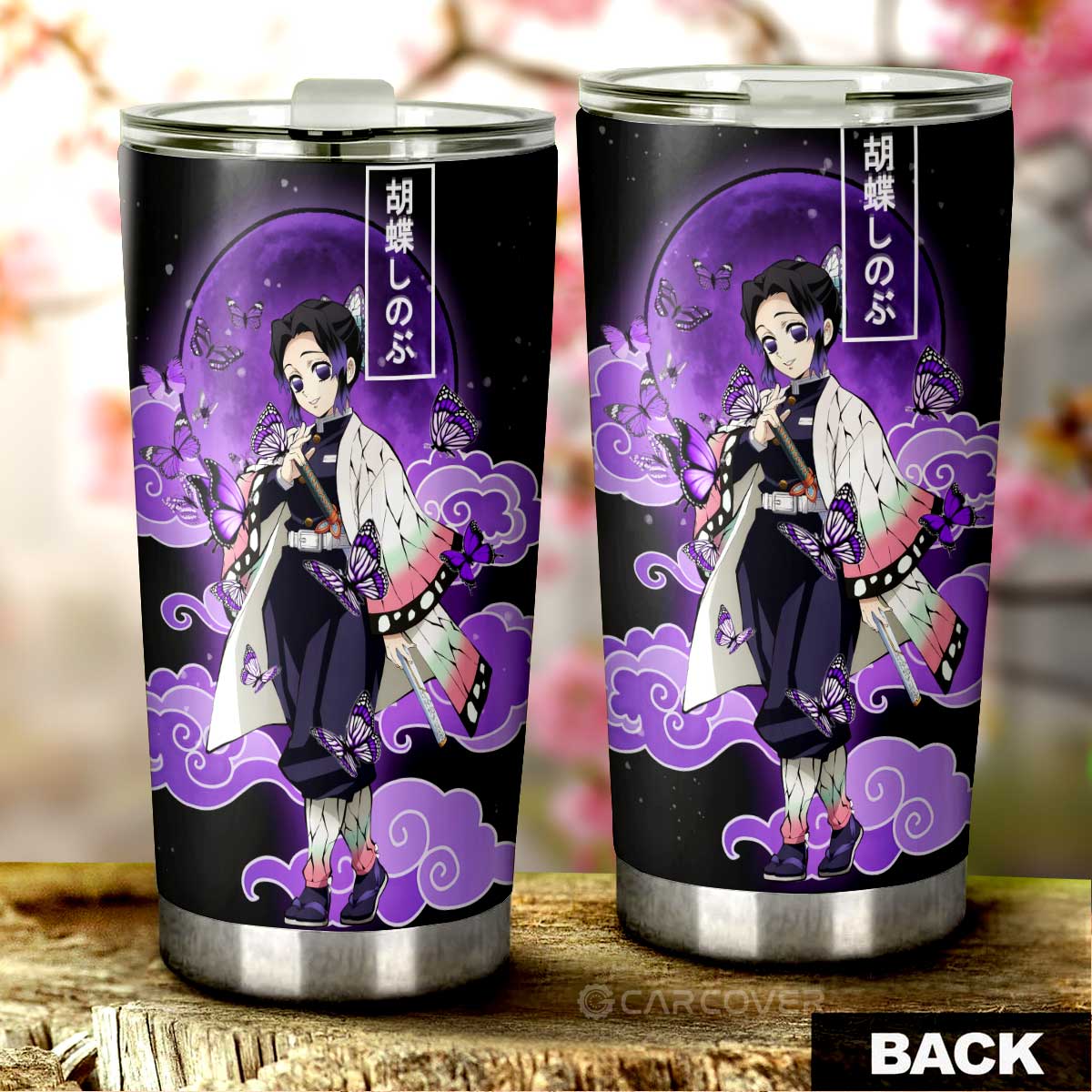 Shinobu Kochou Tumbler Cup Custom Anime Demon Slayer Car Accessories - Gearcarcover - 3