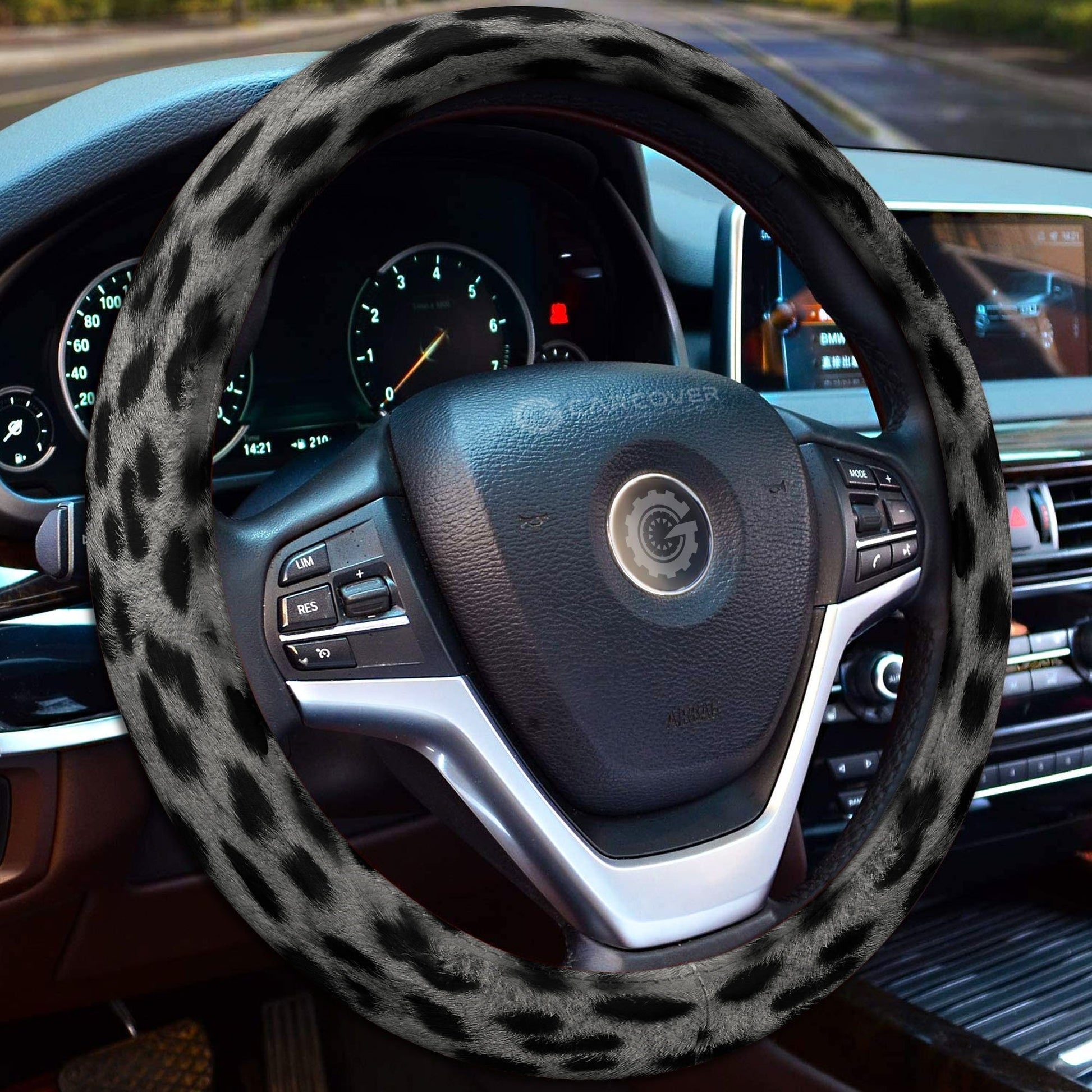 Silver Cheetah Skin Steering Wheel Cover Custom Animal Skin Printed Car Interior Accessories - Gearcarcover - 2