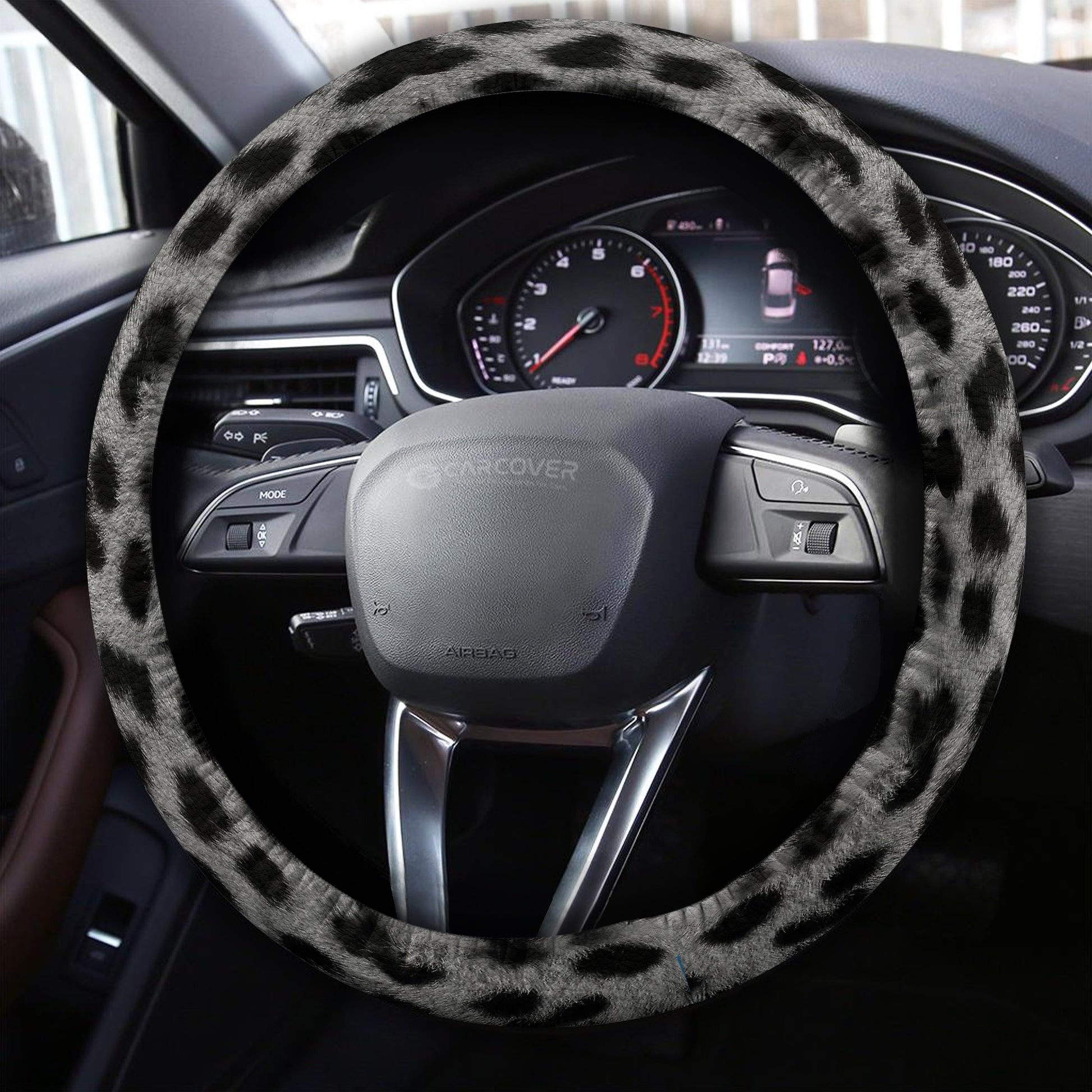 Silver Cheetah Skin Steering Wheel Cover Custom Animal Skin Printed Car Interior Accessories - Gearcarcover - 3