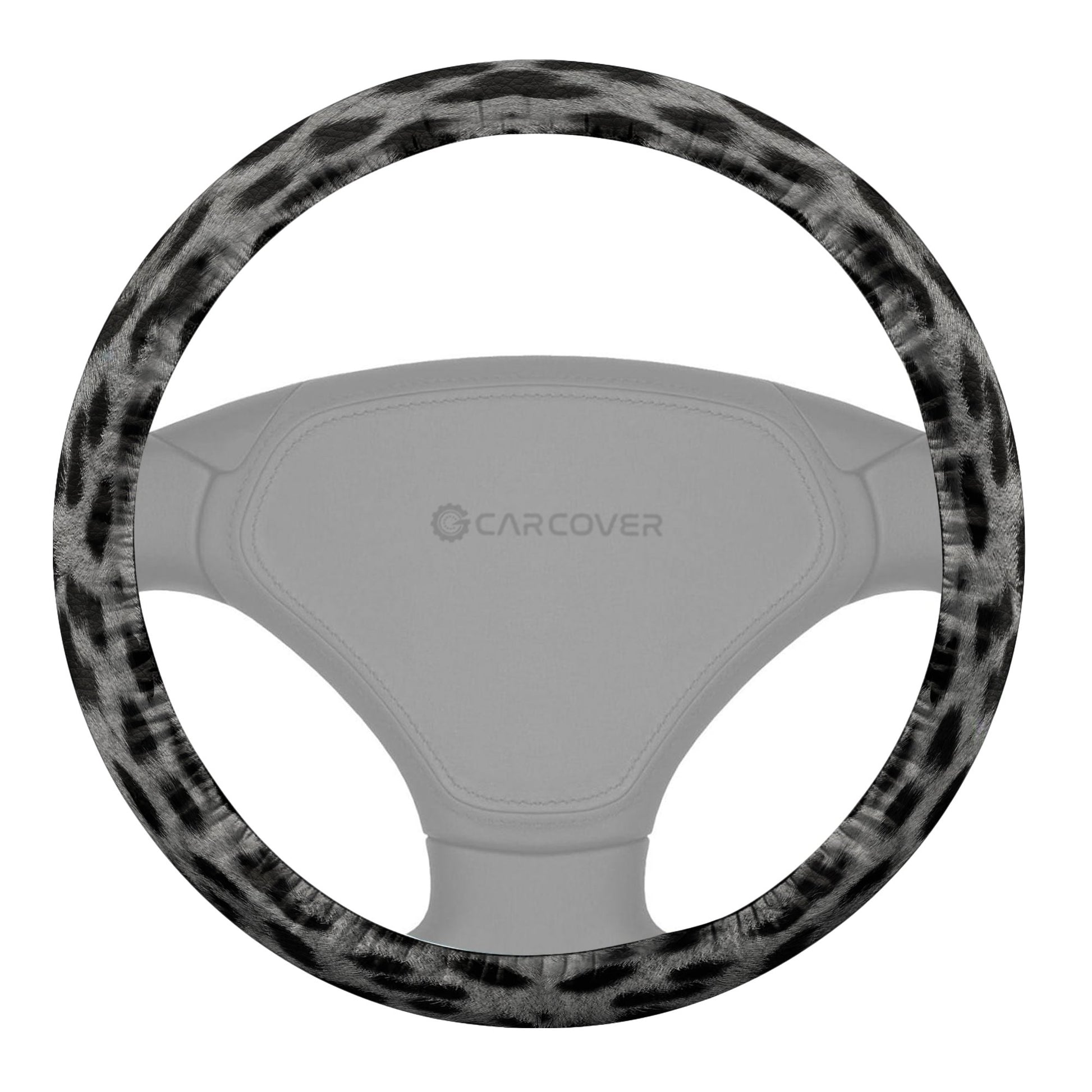 Silver Cheetah Skin Steering Wheel Cover Custom Animal Skin Printed Car Interior Accessories - Gearcarcover - 1