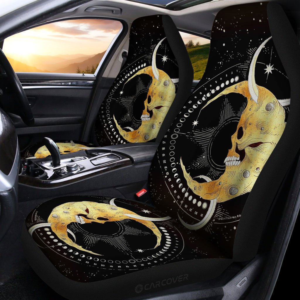 Skull Moon Car Seat Covers Custom Galaxy Car Interior Accessories - Gearcarcover - 2