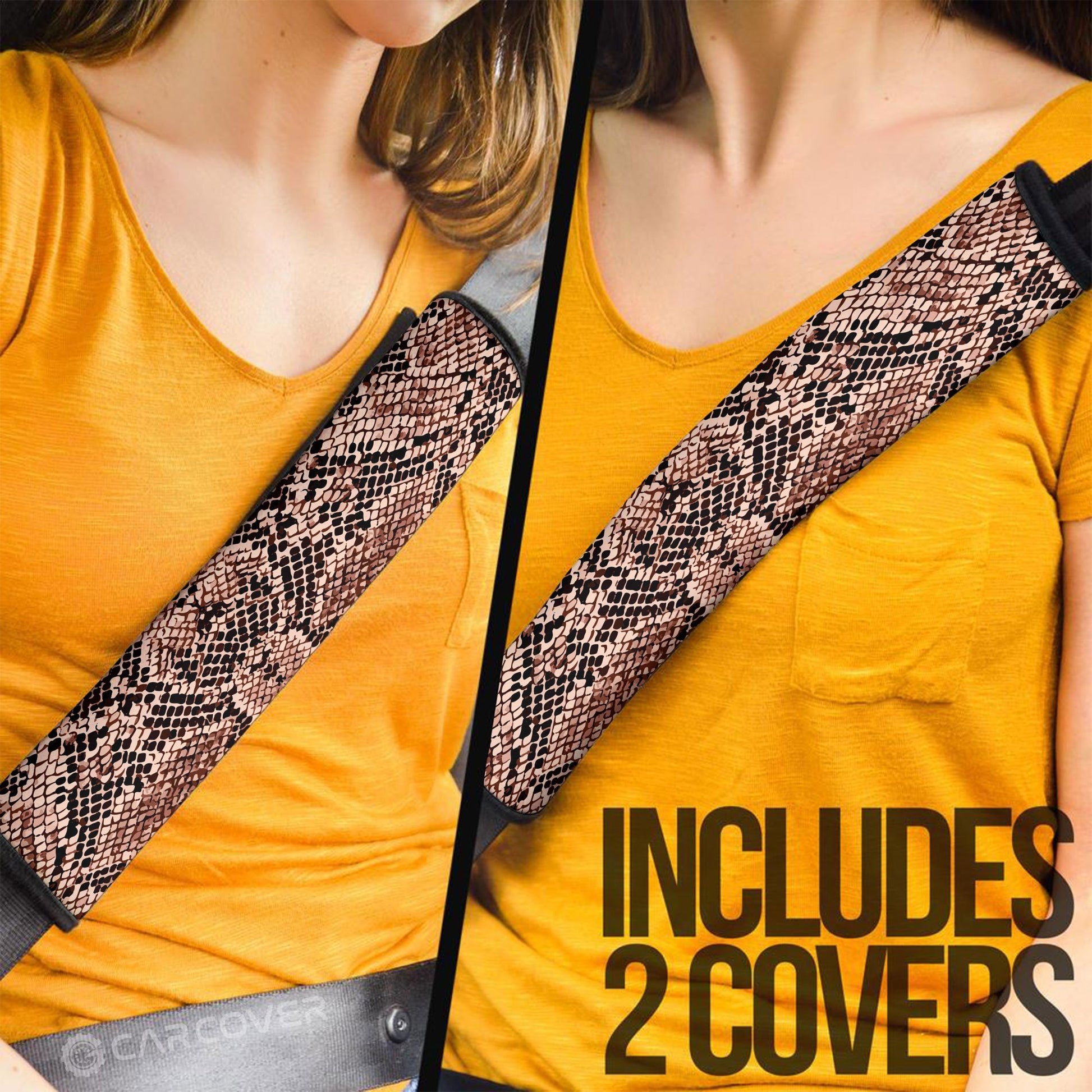 Snake Seat Belt Covers Custom Animal Skin Printed Car Interior Accessories - Gearcarcover - 2