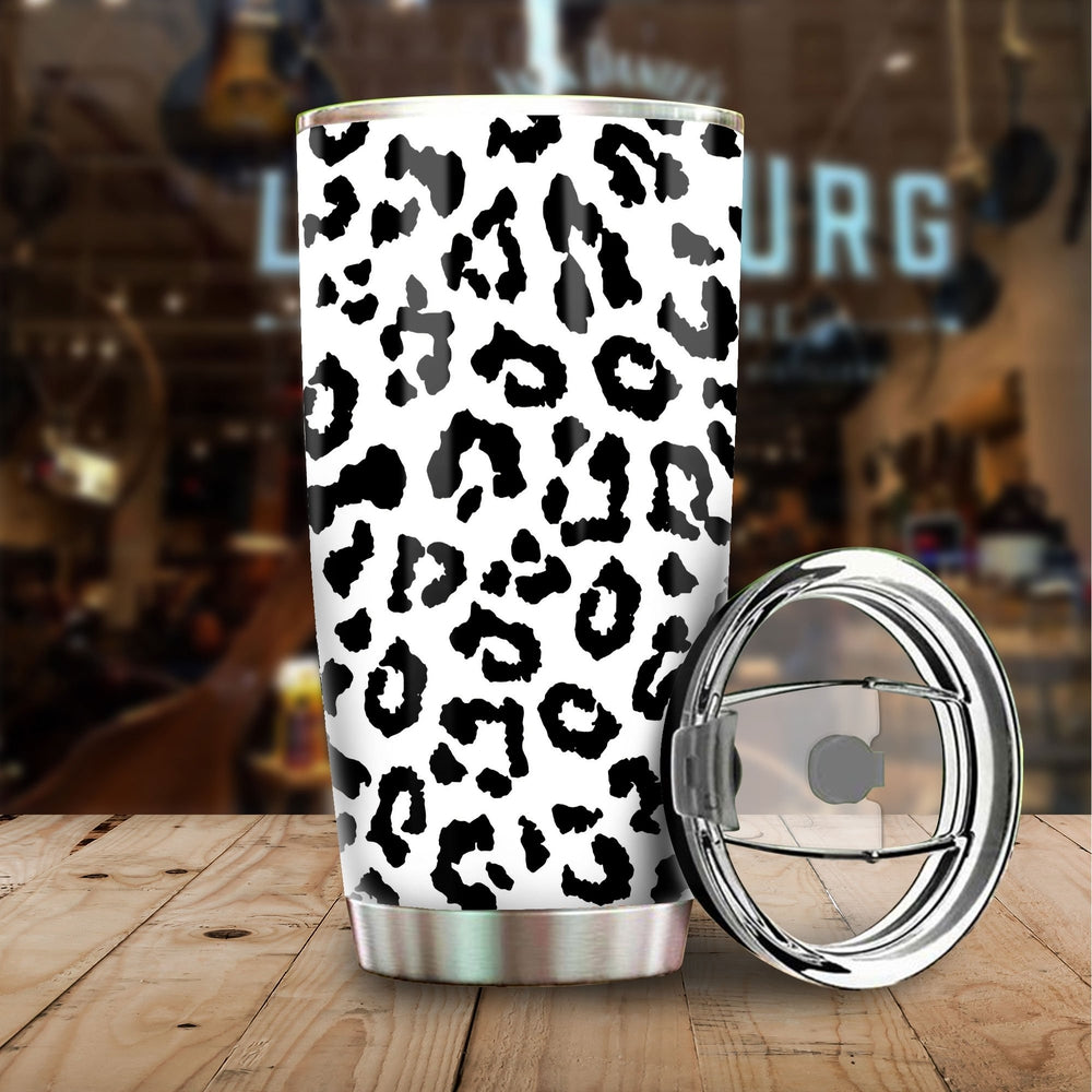 Snow Leopard Skin Tumbler Cup Custom Stainless Steel Car Accessories - Gearcarcover - 1