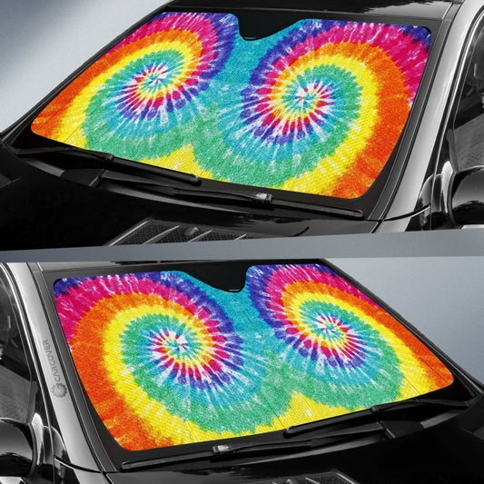 Spiral Tie Dye Car Sunshade Custom Printed Hippie Car Accessories - Gearcarcover - 2