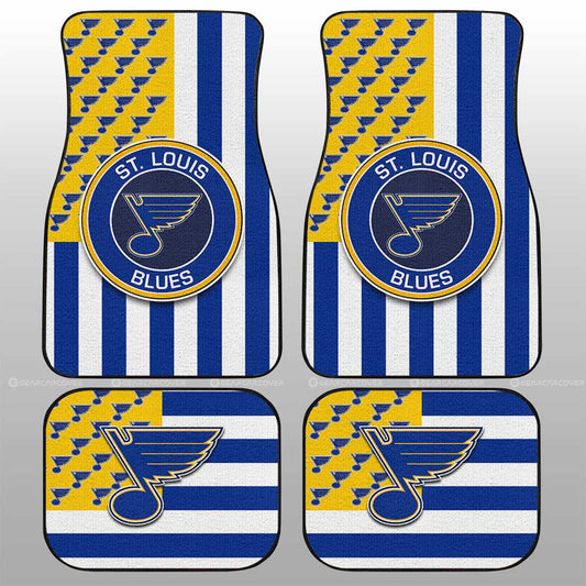 St. Louis Blues Car Floor Mats Custom US Flag Style - Gearcarcover - 1