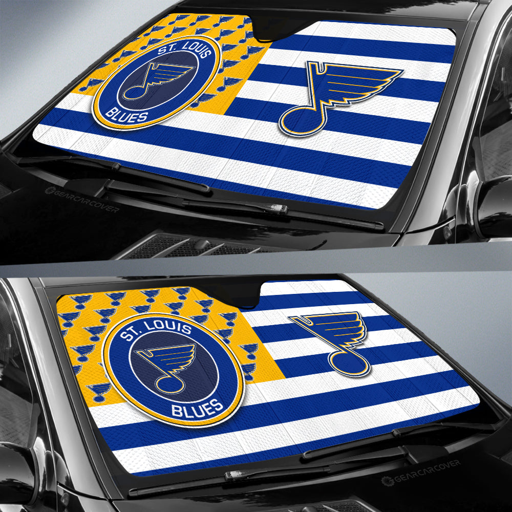 St. Louis Blues Car Sunshade Custom US Flag Style - Gearcarcover - 2