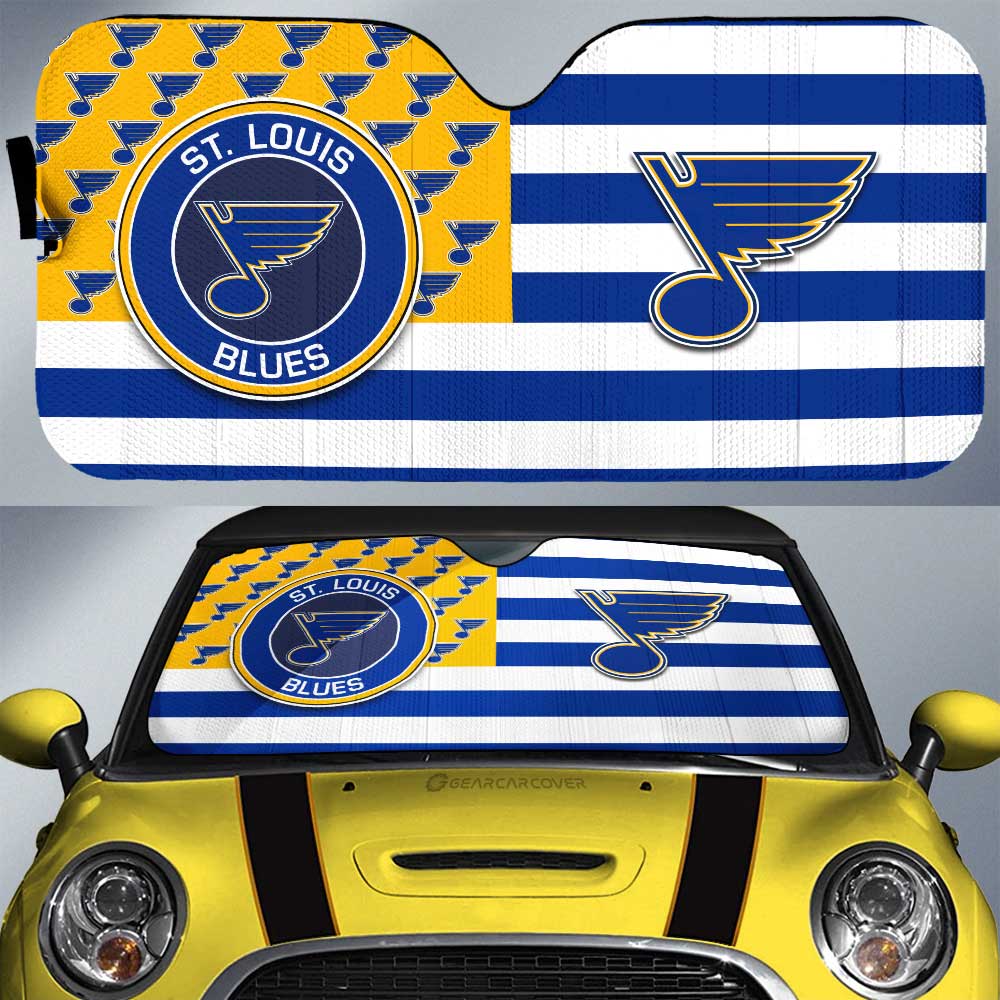 St. Louis Blues Car Sunshade Custom US Flag Style - Gearcarcover - 1