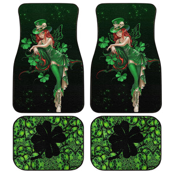 St. Patrick's Lucky Skull Shamrock Car Floor Mats - Gearcarcover - 1
