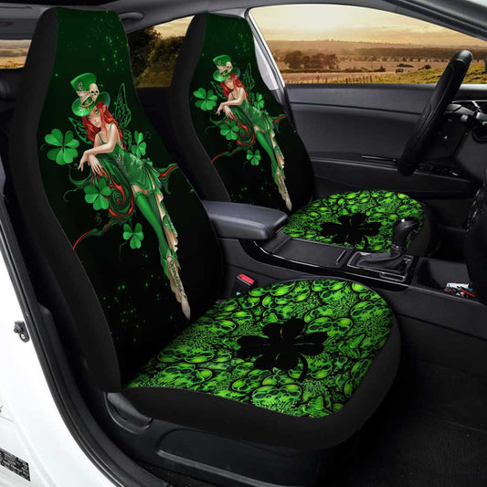 St. Patrick's Lucky Skull Shamrock Car Seat Covers Set Of 2 - Gearcarcover - 2
