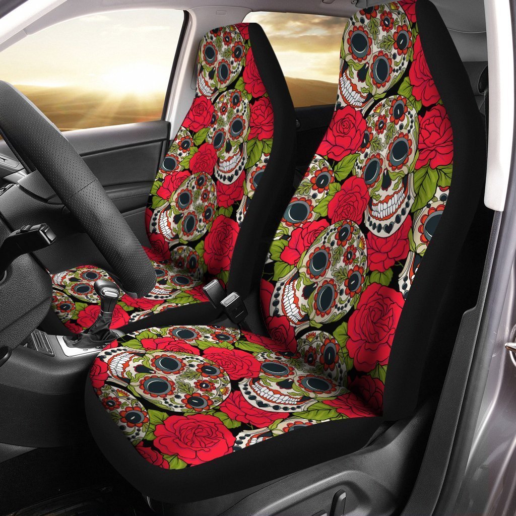 Sugar Skull Car Seat Covers Custom Pattern Car Interior Accessories - Gearcarcover - 1