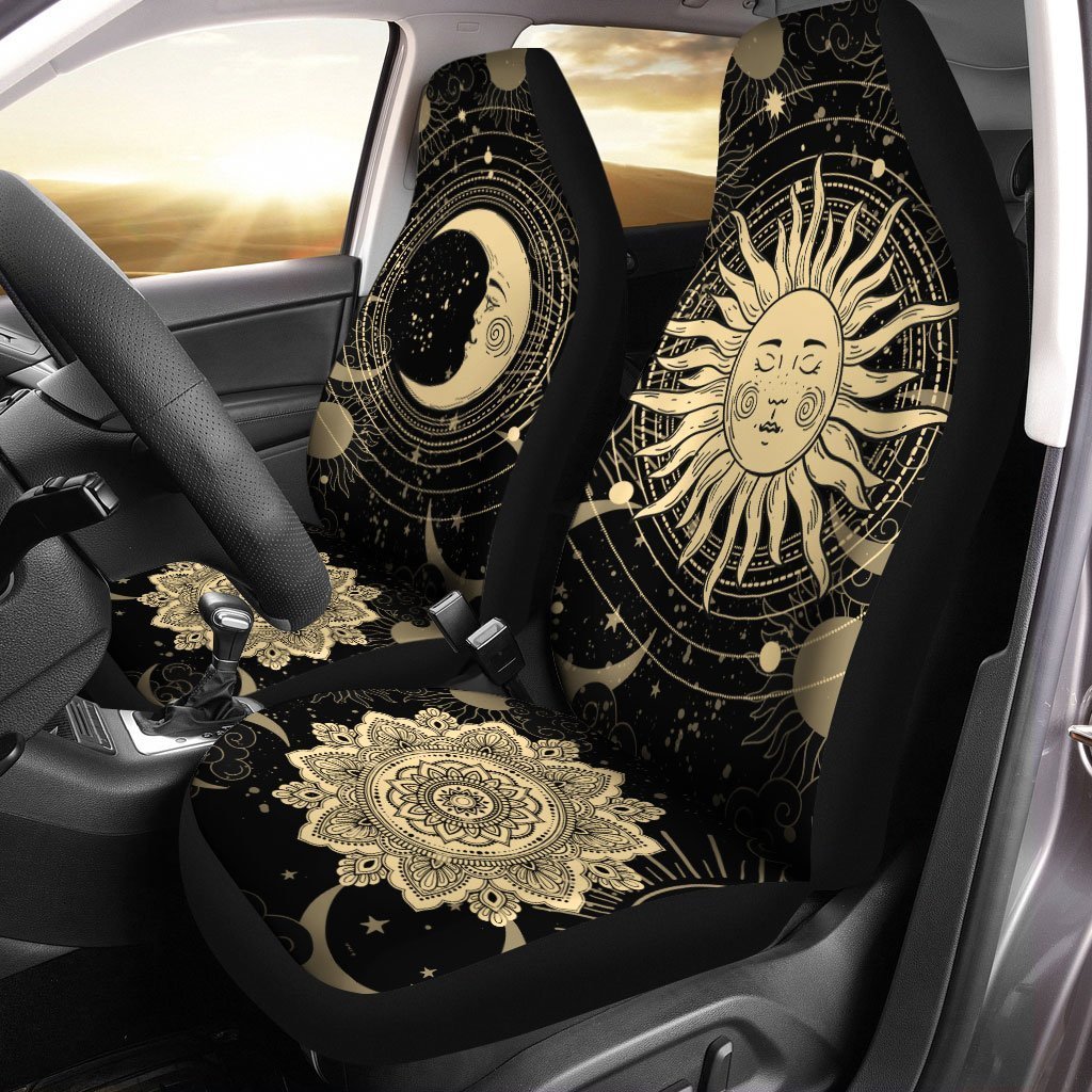Sun And Moon Car Seat Covers Custom Mandala Car Accessories - Gearcarcover - 2