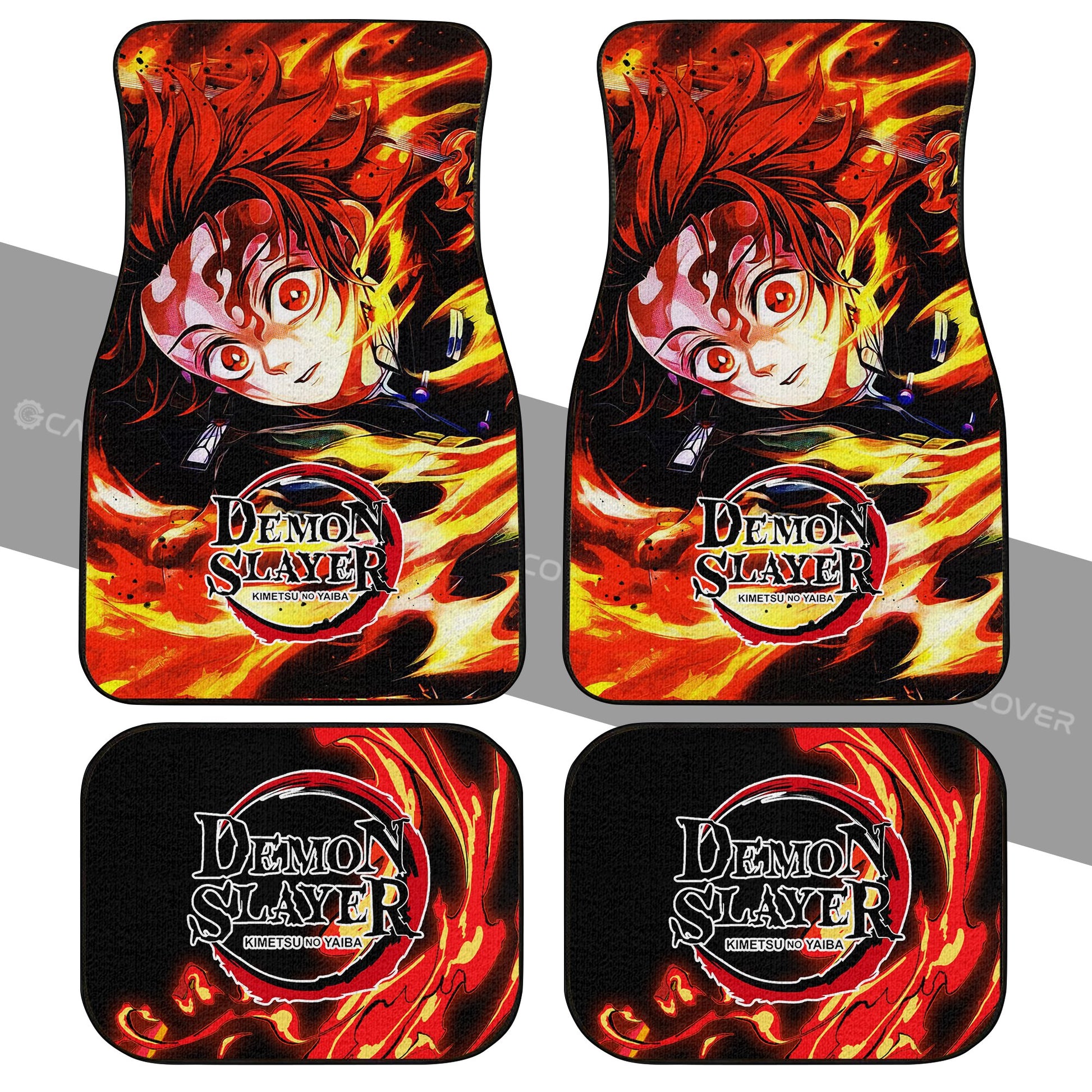 Sun Breathing Tanjiro Car Floor Mats Custom Anime Demon Slayer Car Accessories - Gearcarcover - 2