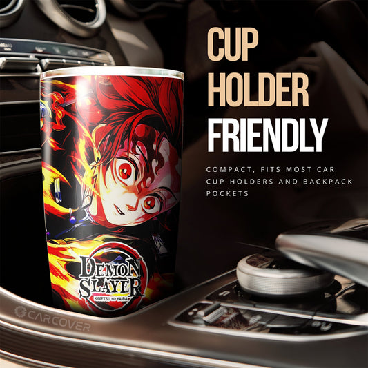 Sun Breathing Tanjiro Tumbler Cup Custom Anime Demon Slayer Car Accessories - Gearcarcover - 2