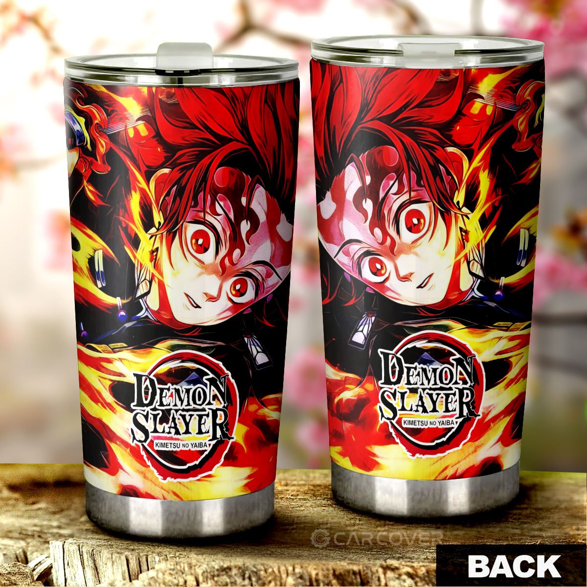 Sun Breathing Tanjiro Tumbler Cup Custom Anime Demon Slayer Car Accessories - Gearcarcover - 3