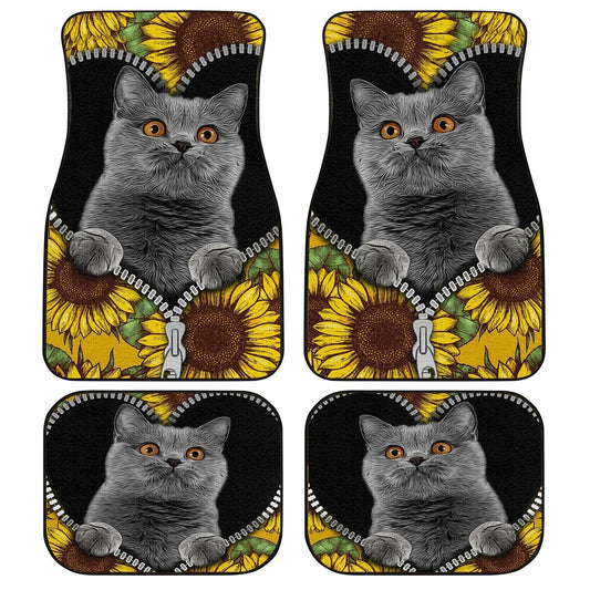 Sunflower British Short Hair Cat Car Floor Mats Custom Cat Car Accessories - Gearcarcover - 1