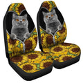 Sunflower British Short Hair Cat Car Seat Covers Custom Cat Car Accessories Gift Idea For Cat Lovers - Gearcarcover - 3