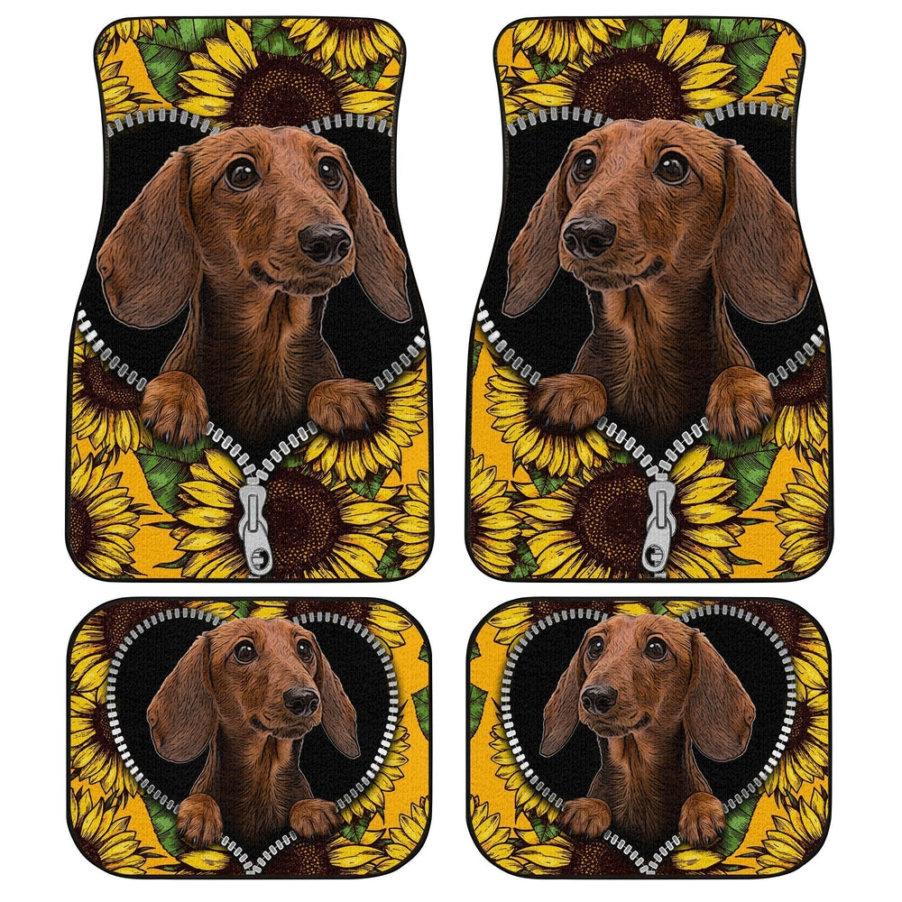 Sunflower Brown Dachshund Car Floor Mats Idea Car Accessories For Dachshund Owners - Gearcarcover - 1