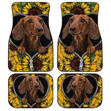 Sunflower Brown Dachshund Car Floor Mats Idea Car Accessories For Dachshund Owners - Gearcarcover - 1