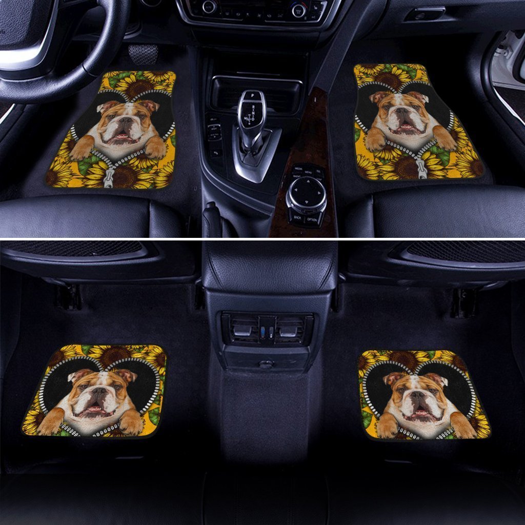 Sunflower Bulldog Car Floor Mats Idea Car Accessories For Bulldog Owners - Gearcarcover - 2