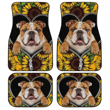 Sunflower Bulldog Car Floor Mats Idea Car Accessories For Bulldog Owners - Gearcarcover - 1