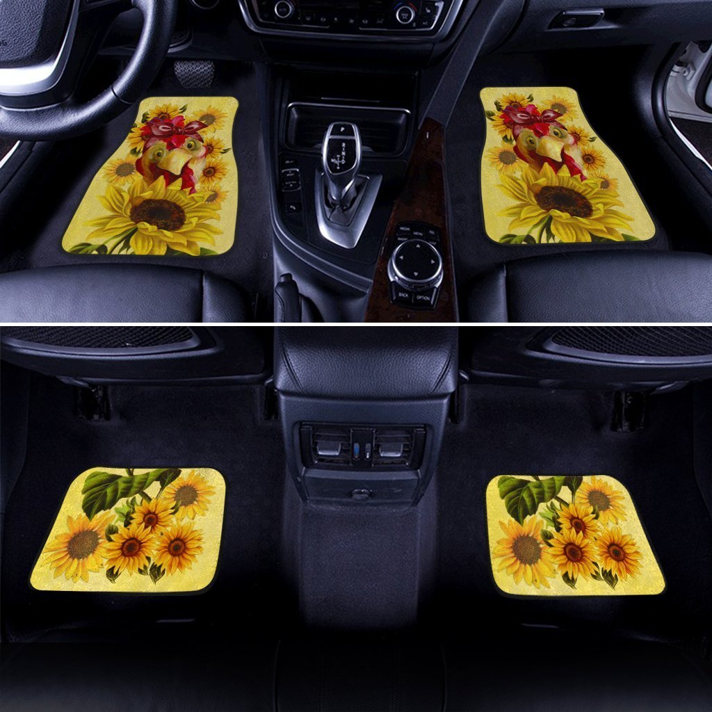 Sunflower Chicken Car Floor Mats Custom Farm Animal Car Accessories - Gearcarcover - 2