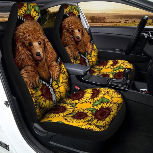 Sunflower Cute Poodle Car Seat Covers Custom Car Accessories For Poodle Owners - Gearcarcover - 2