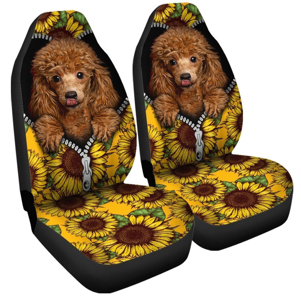 Sunflower Cute Poodle Car Seat Covers Custom Car Accessories For Poodle Owners - Gearcarcover - 3