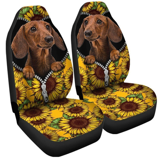 Sunflower Dachshund Car Seat Covers Custom Car Accessories - Gearcarcover - 2