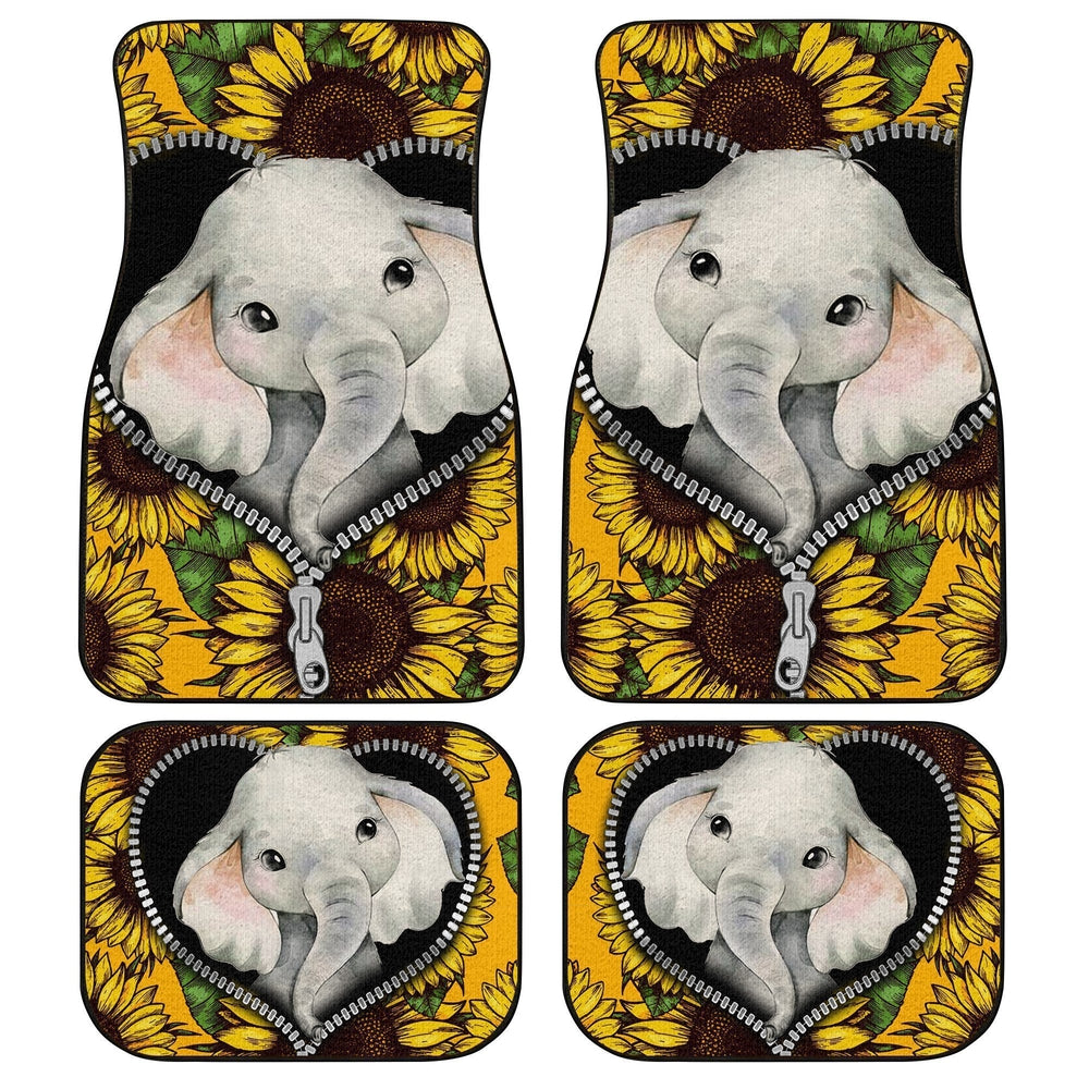 Sunflower Elephant Car Floor Mats Custom Cute Car Accessories - Gearcarcover - 1