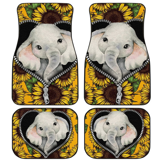 Sunflower Elephant Car Floor Mats Custom Cute Car Accessories - Gearcarcover - 1