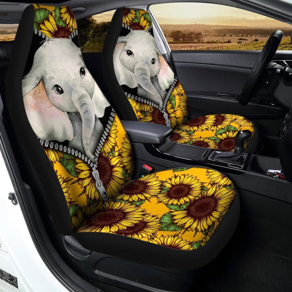 Sunflower Elephant Car Seat Covers Cute Car Accessories - Gearcarcover - 2