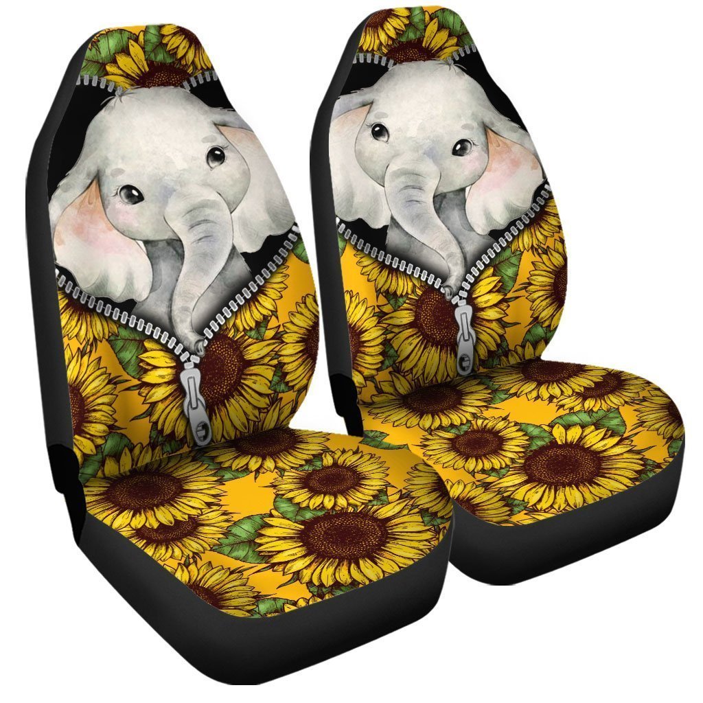 Sunflower Elephant Car Seat Covers Cute Car Accessories - Gearcarcover - 3